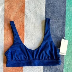 NWT Vitamin A Deep Blue Ribbed Swim Top